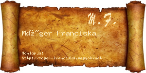 Móger Franciska névjegykártya
